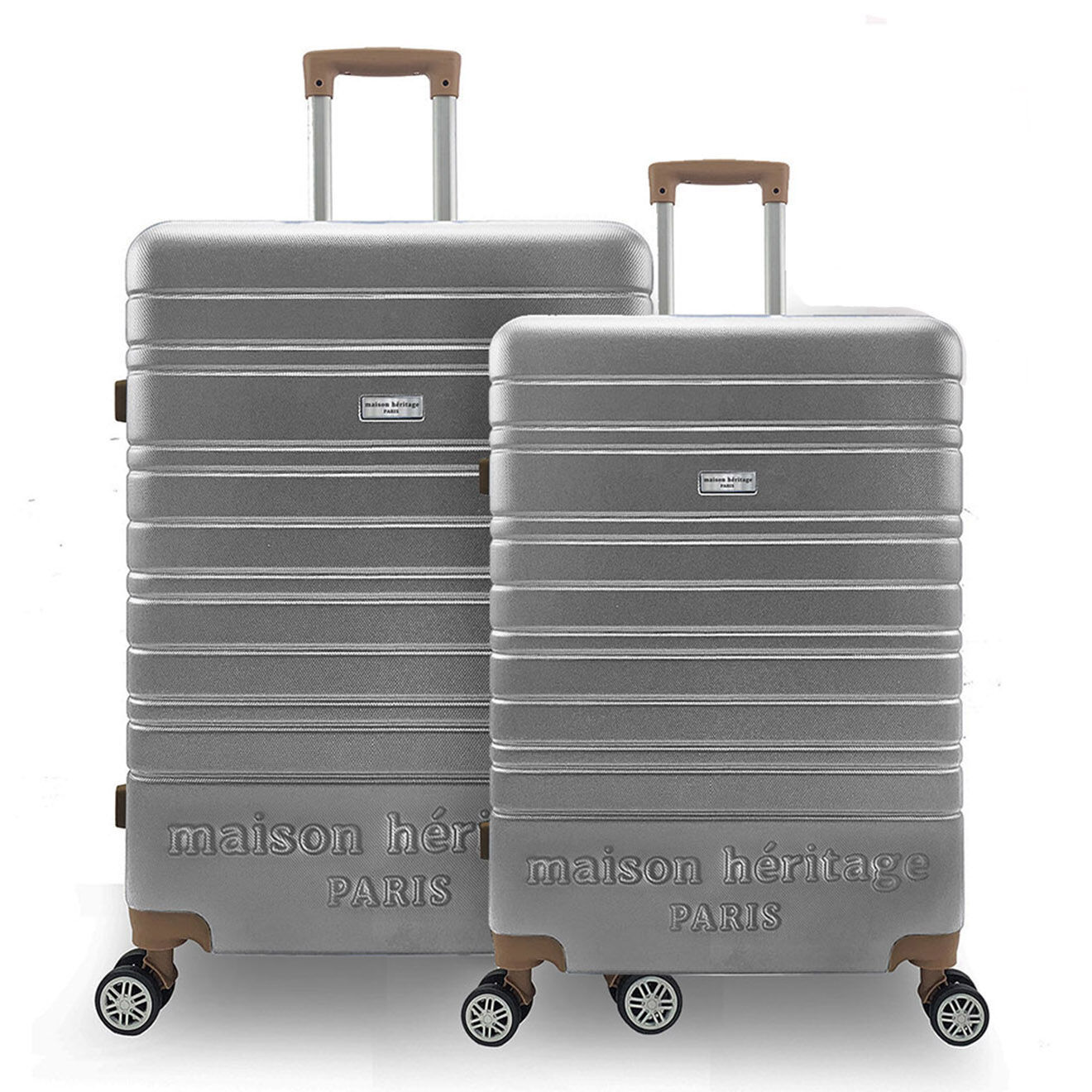 Maison Héritage 2 Valises 4 roues doubles Madeleine 60/70 cm argentées