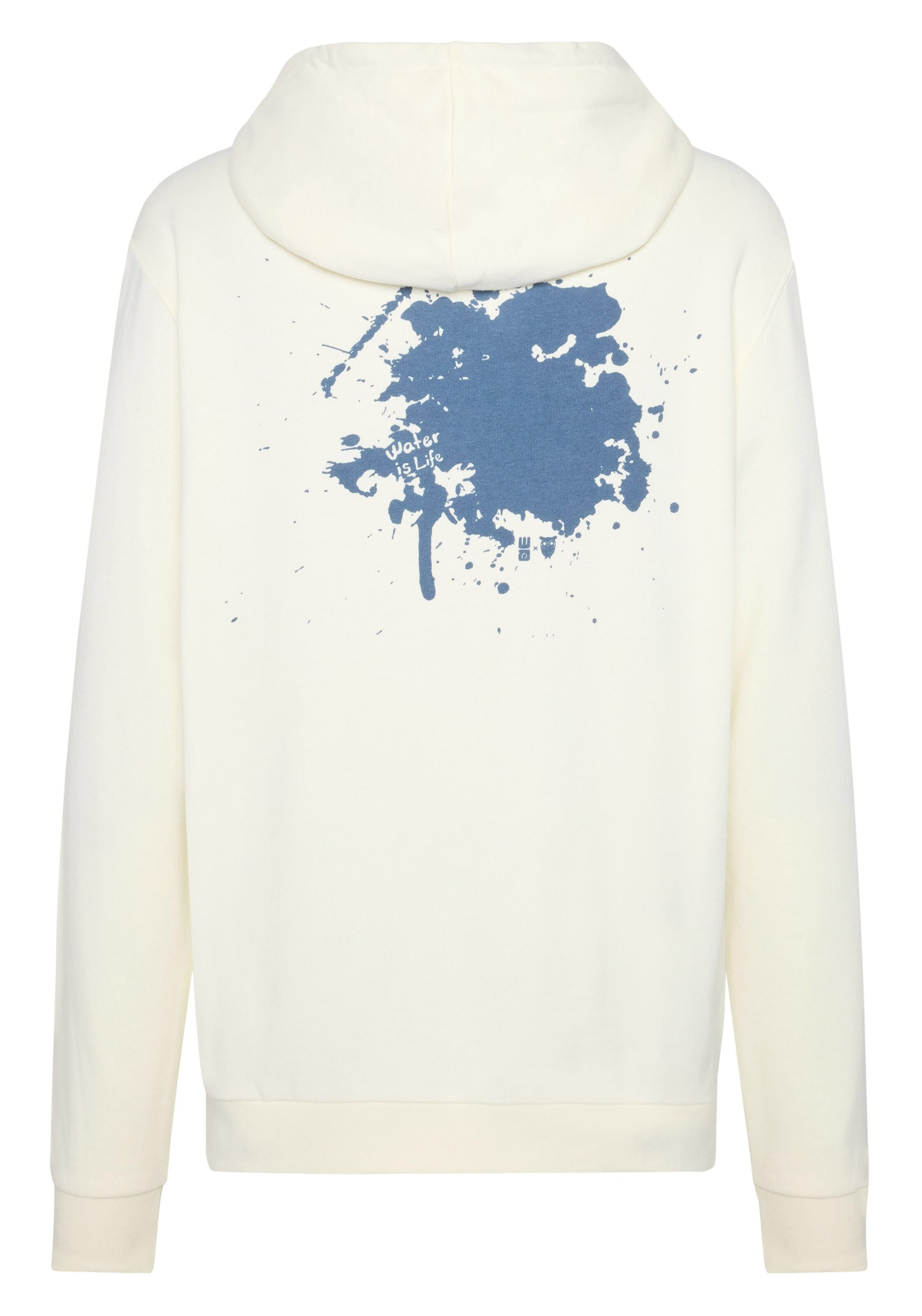 Knowledge Cotton Apparel Hoodie Regular Hood Water is Life With Back Print Egret