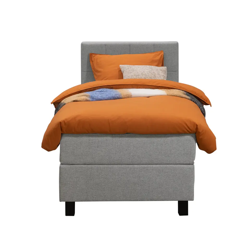 Boxspring Liv geblokt - lichtgrijs - 90x200 cm - vierkante poot