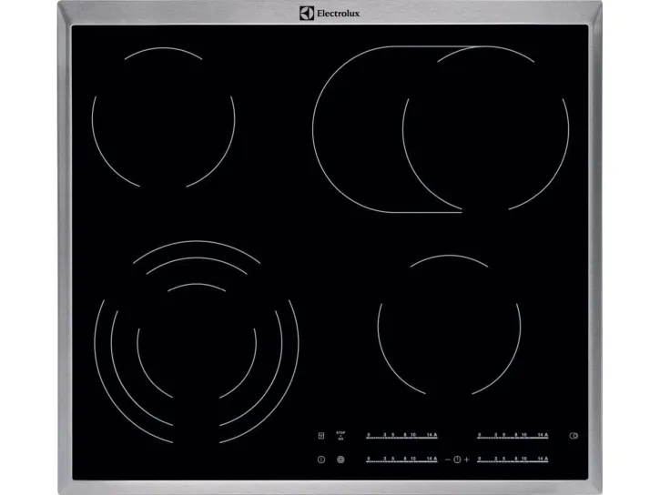 Electrolux EHF46547XK - Keramisk kogeplade - 4 plader - Niche - bredde: 56 cm - dybde: 49 cm - med rustfrit stål-pynt - sort