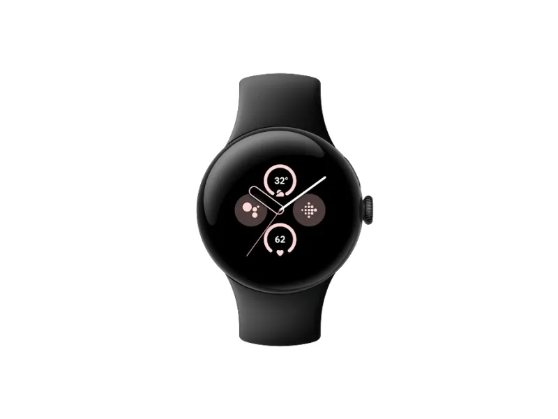 Google Pixel Watch 2 - Matsort aluminium - smart ur med aktivt bånd - fluoroelastomer - obsidian - båndstørrelse: S/L - 32 GB - Bluetooth, Wi-Fi, NFC, LTE - 4G - 31 g