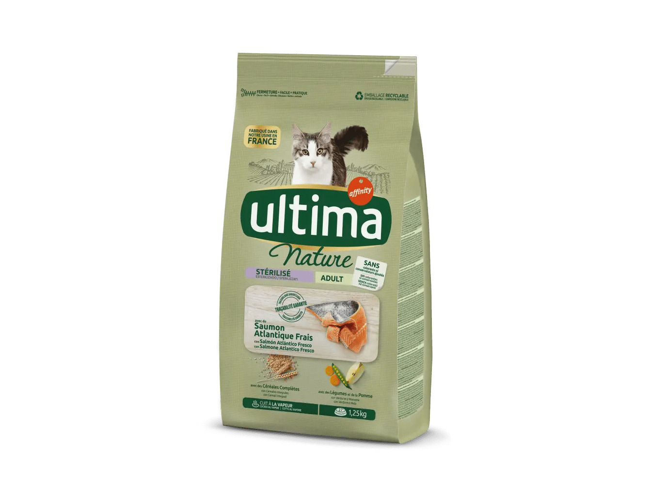 RAÇÃO PARA GATO NATURE ULTIMA ESTERILIZADO COM SALMÃO 1.25KG