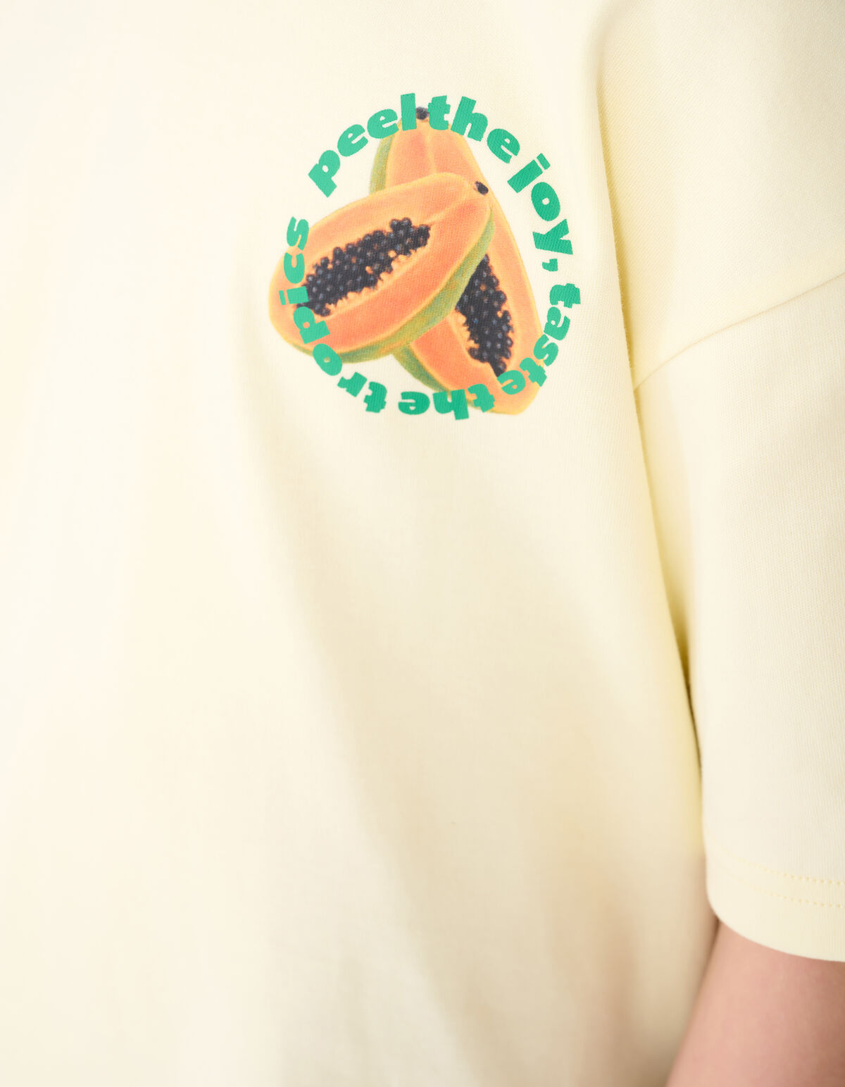 Papaya Artwork T-shirt Lichtgeel