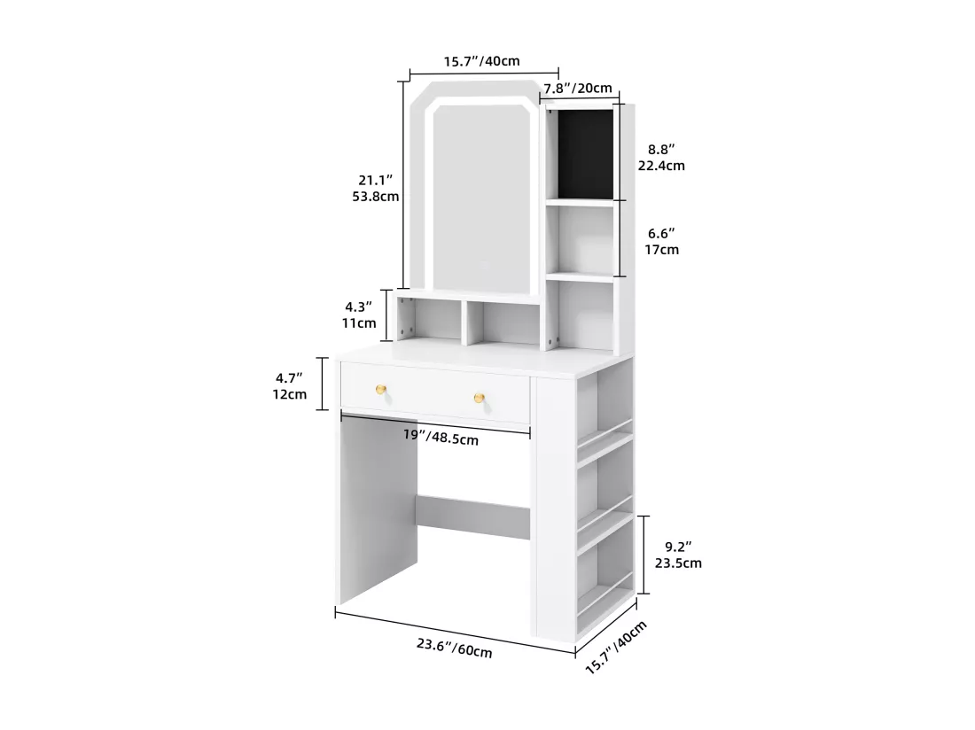 YITAHOME Coiffeuse avec Éclairage LED - 3 Couleurs avec Luminosité Réglable -Table de Maquillage avec Tiroirs - Blanc