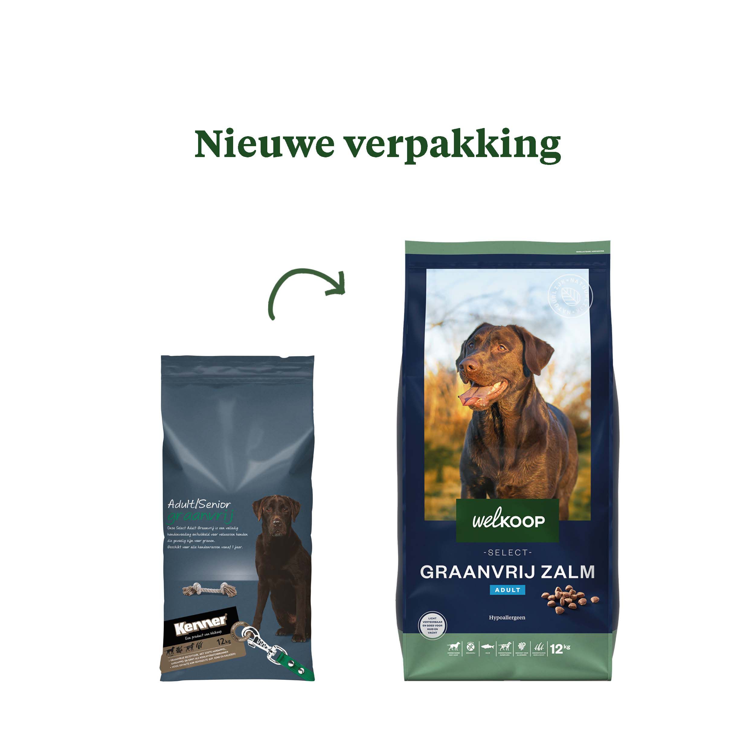 Welkoop Select Adult Krokante brokken - Graanvrij - Hondenvoer - 12 Kilogram - zalm