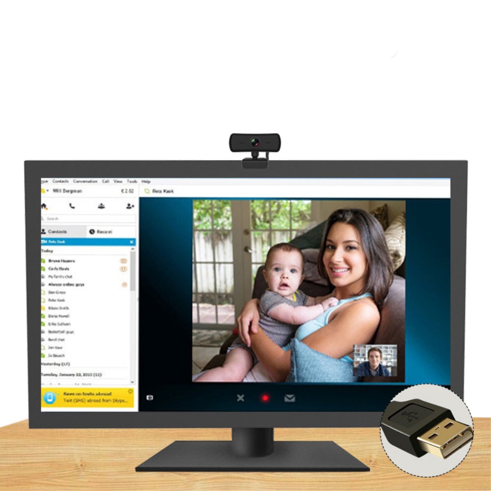 USB Webcam 4MP / 2K 1080p HD Kamera Laptop / PC mit Mikrofon 360° Drehbar