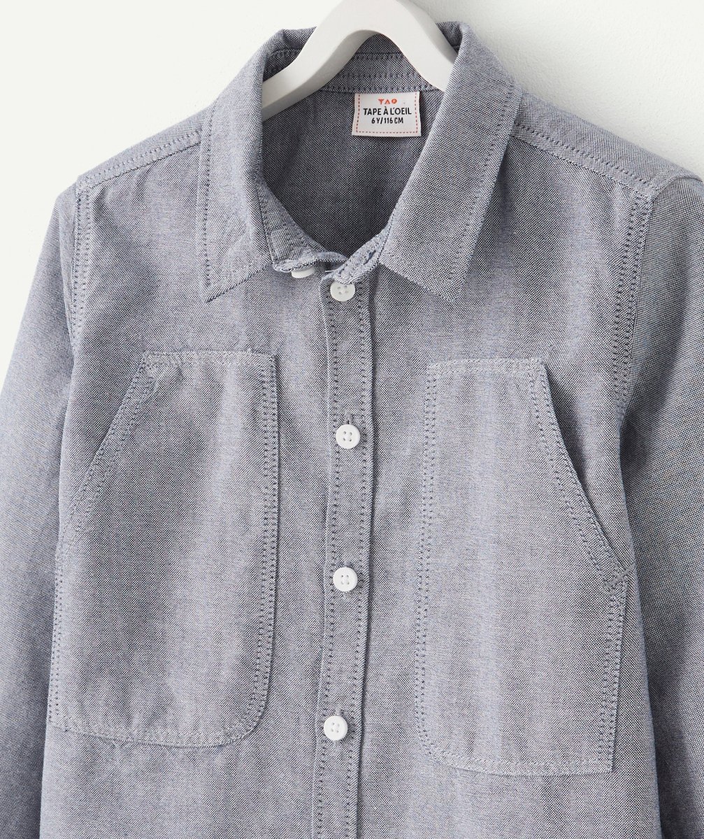 CHEMISE BLEUE EN COTON EFFET MOUCHETÉ GARÇON