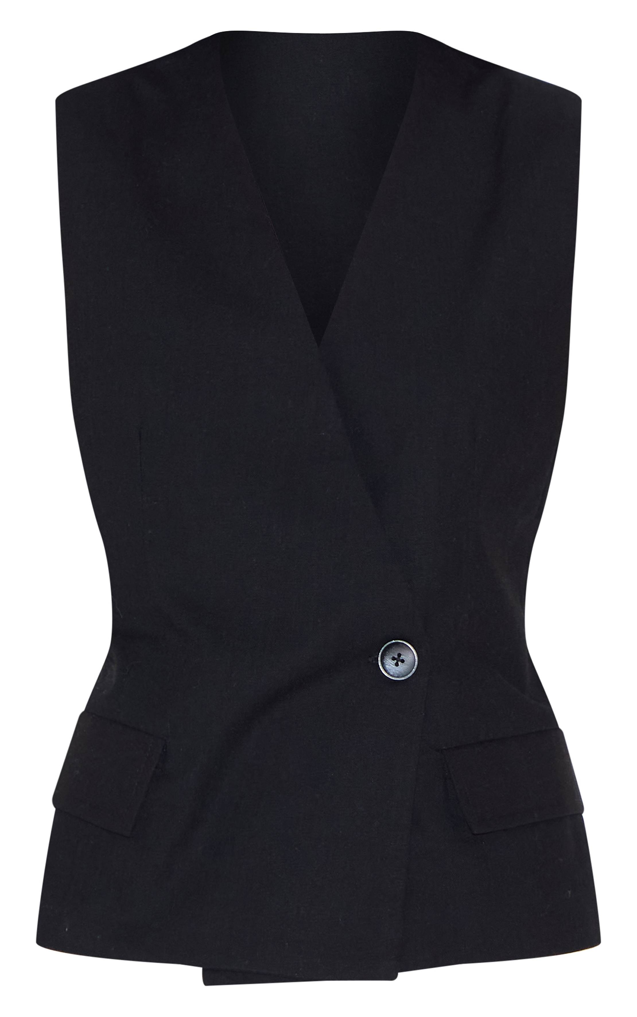 Noir Gilet Asymétrique Coupe Boxy