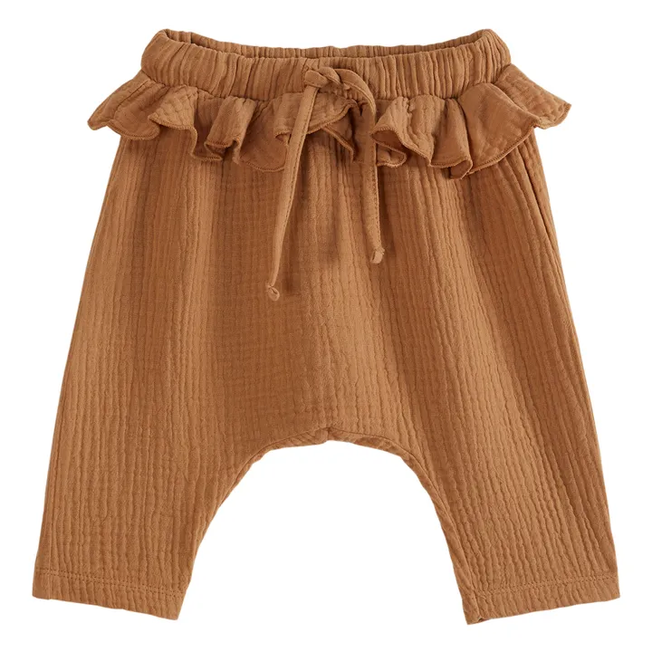 Emile et Ida Pantalon Volants Gaze de Coton | Camel