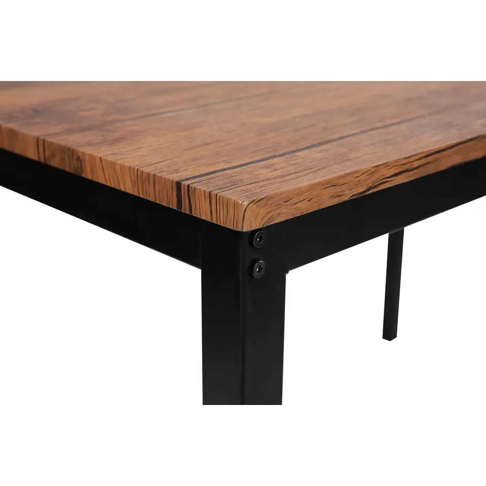 Eettafel voor 4 personen van metaal en bruin hout L120