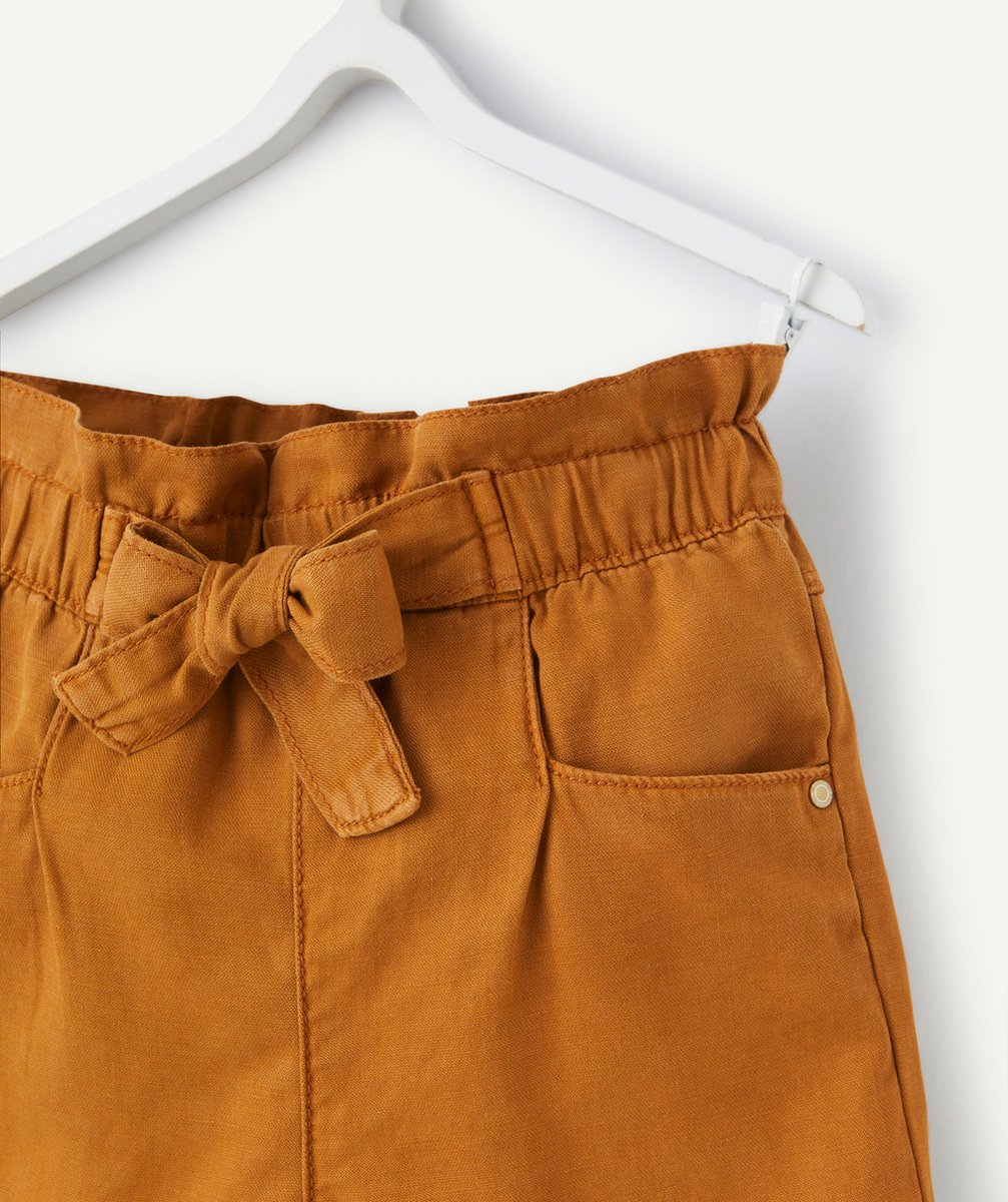 short fluide fille en viscose responsable marron avec noeud