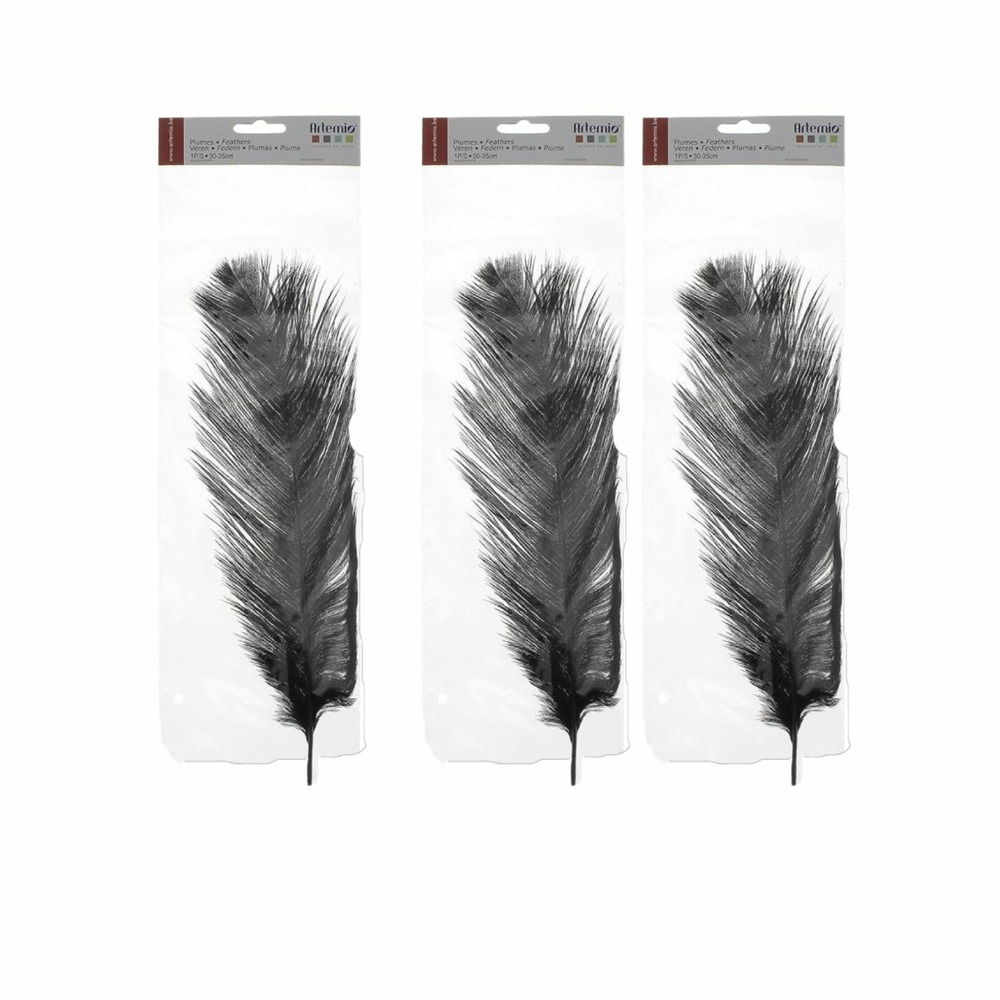 3 plumes d'autruche noires