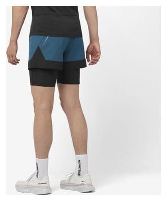 Short 2-en-1 Salomon Cross Bleu Noir Homme