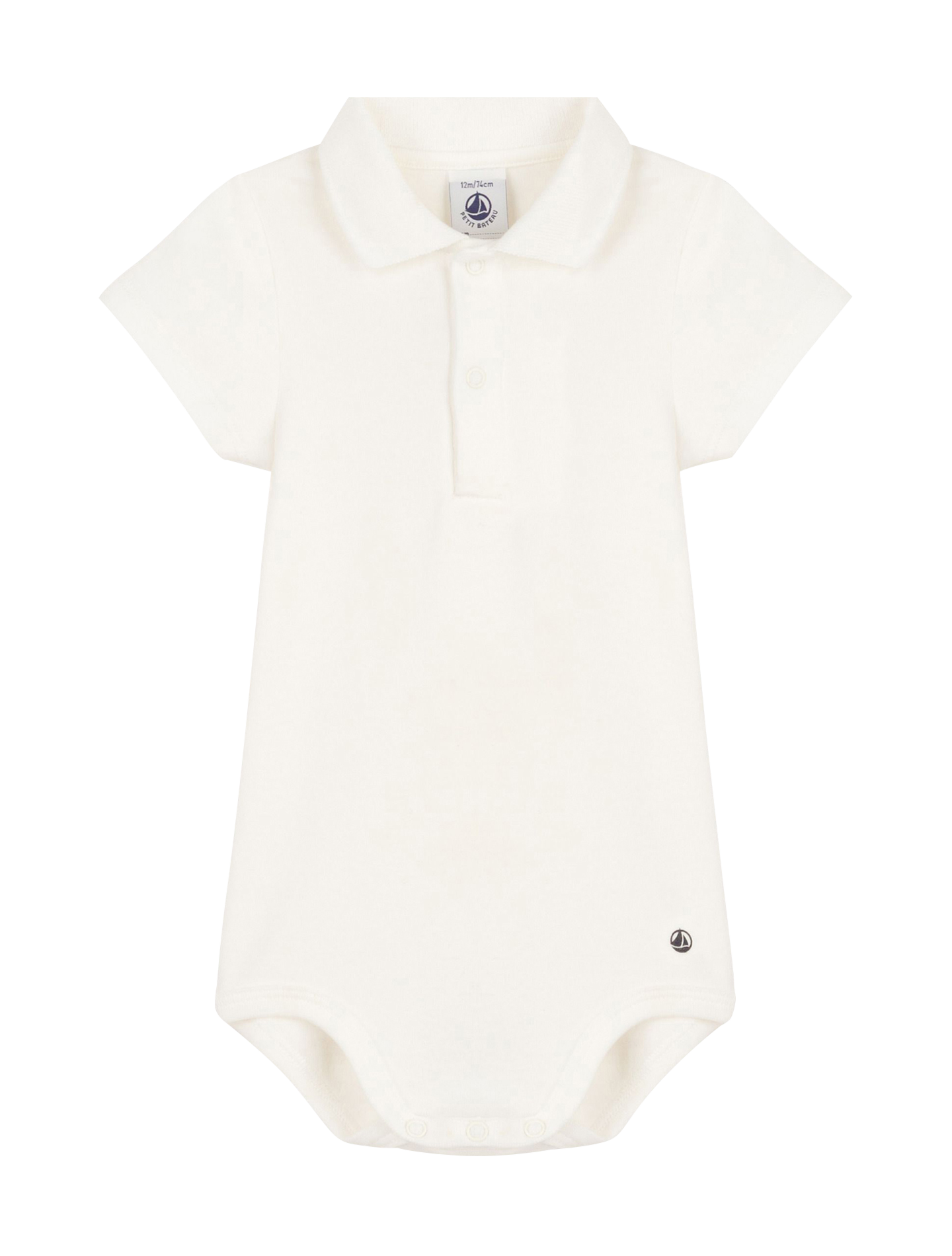 Body col polo en coton bio | Blanc