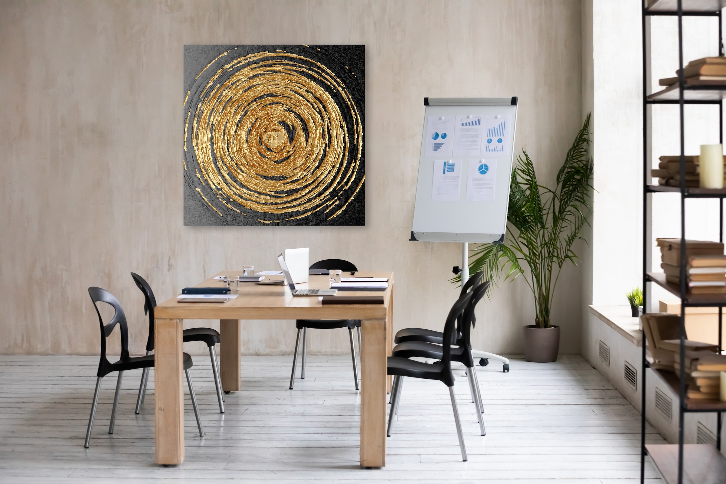 GOODproduct Leinwandbild »Black and Gold« Abstrakt | Formen | Kunst | Modern 1 Stk. tlg. Akustikbild mit sehr guten Schallabsorptions-Eigenschaften