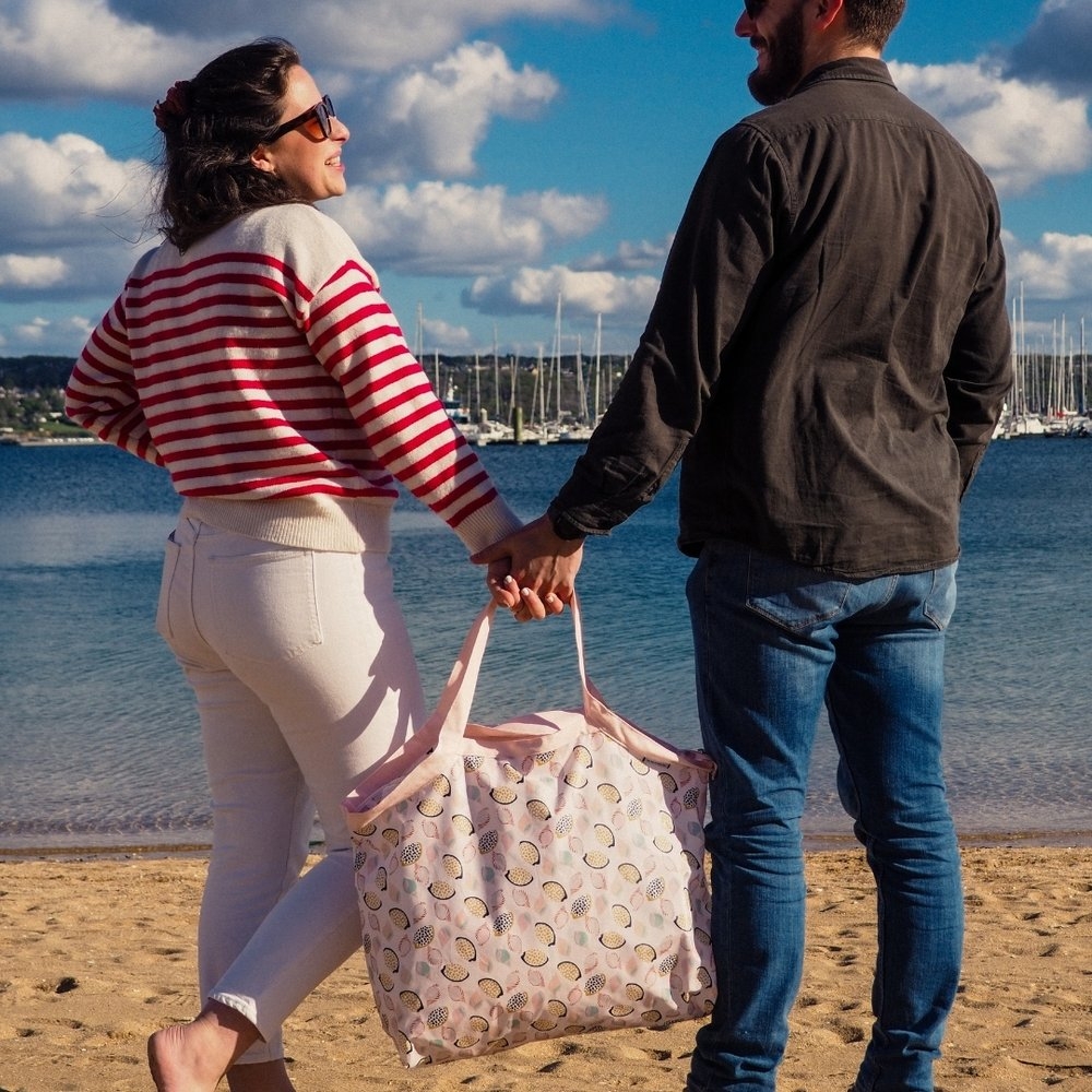 Grand Sac Cabas En Tissu Coquillages Et Crustacés