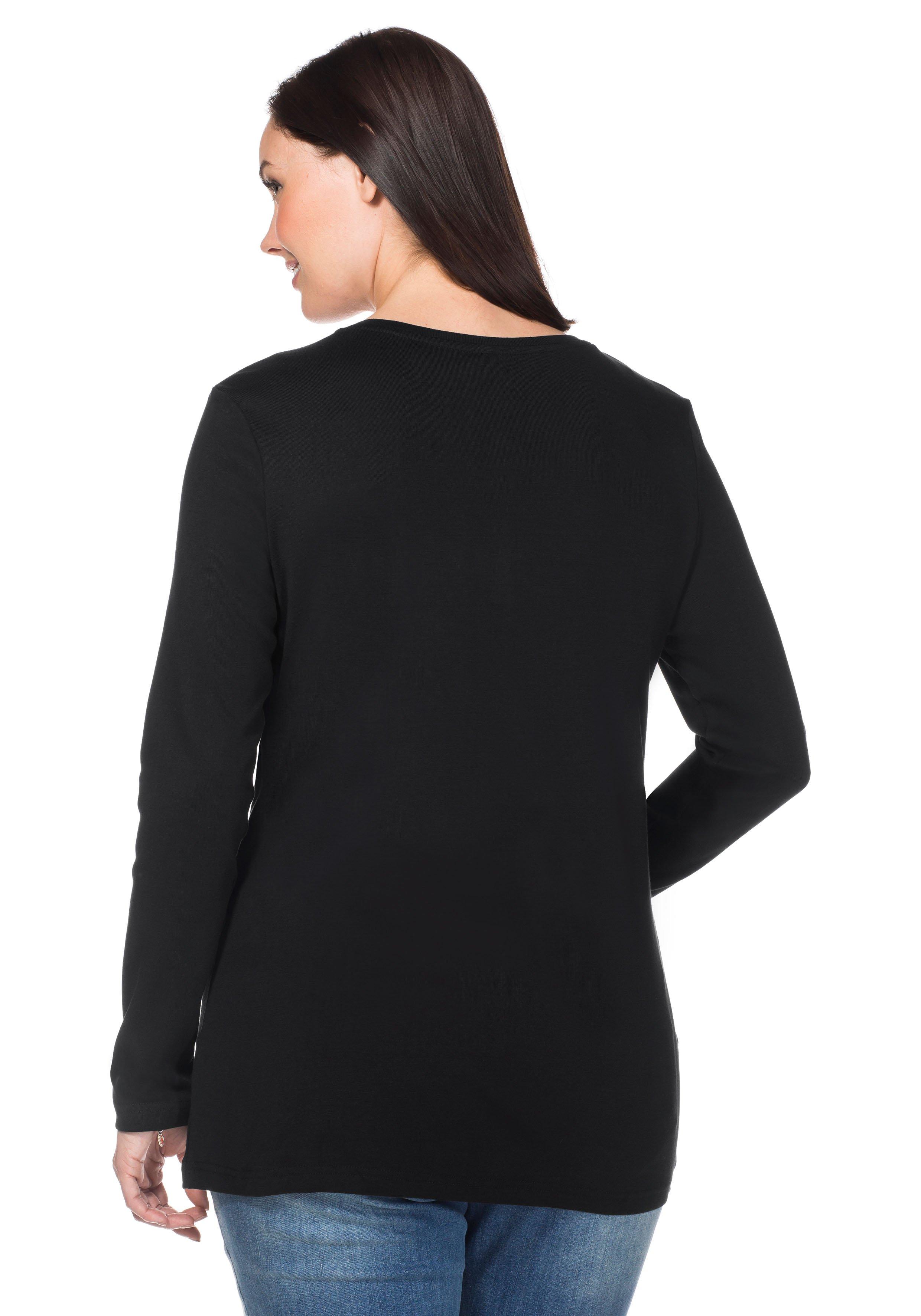 Langarmshirt mit Knopfleiste