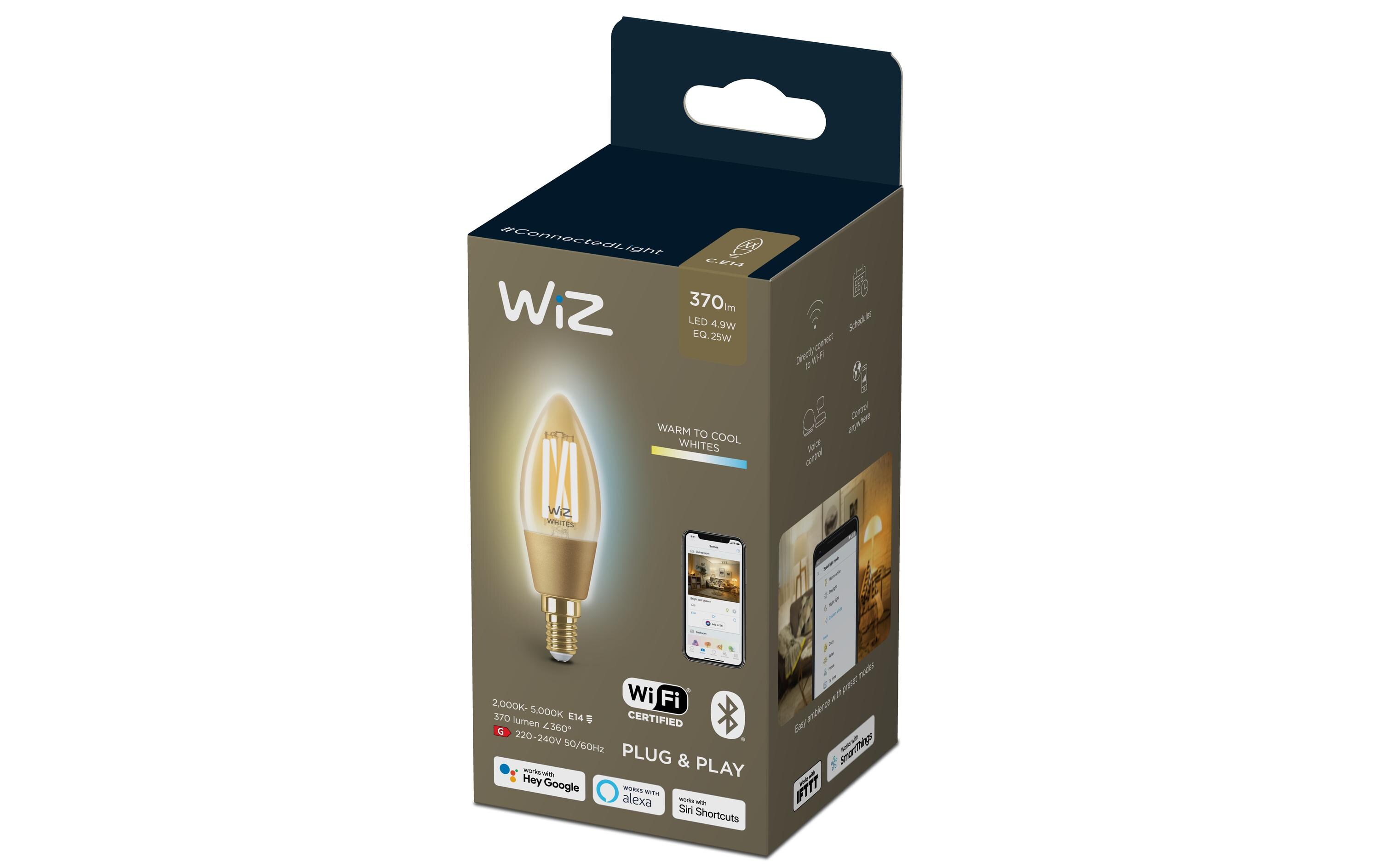 Leuchtmittel 4.9W (25W) E14 B35 Filament Amber EinzelpackSmartes Leuchtmittel, verbindbar über Bluetooth, Matter, WLAN