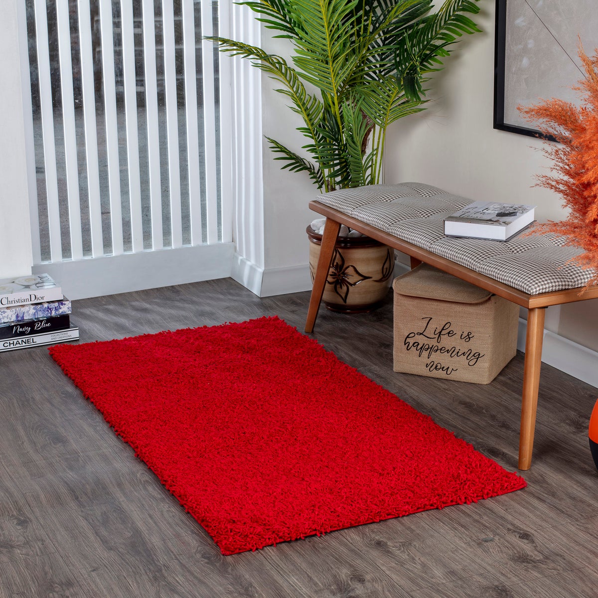 Modern hoogpolig shaggy vloerkleed rood 80x150 cm LILLY