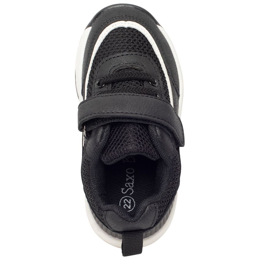 Baskets de sport empiècement en mesh et simili cuir pour garçon - Noir