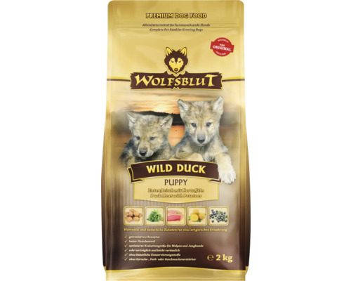 Wolfsblut Wild Duck Puppy droog hondenvoer, eend met aardappelen, met waardevolle superfoods, graanvrij, glutenvrij, 2 kg