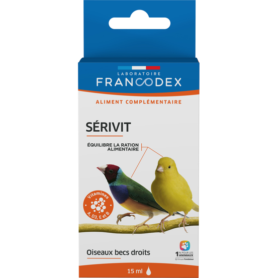 Aliment complémentaire Serivit pour oiseau à bec droit : 15ml
