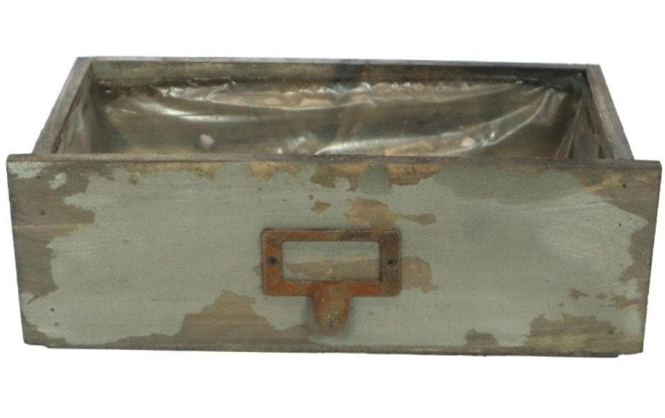 Aufbewahrungskiste mit Einsatz 27 x 12.5 x 9 cm, Grau/GrünPflanzenschublade