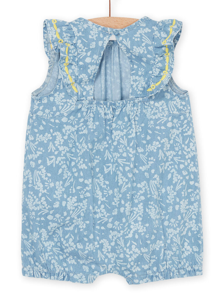 Barboteuse chambray clair à imprimé fleuri