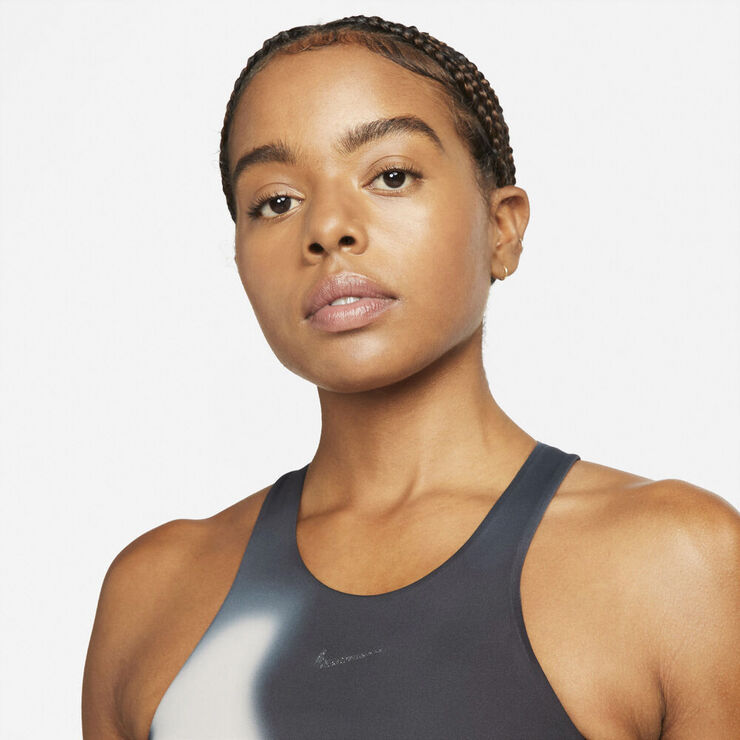 Nike Yoga Dri Fit Swoosh Medium Support Polstret Sports Bh Grå
