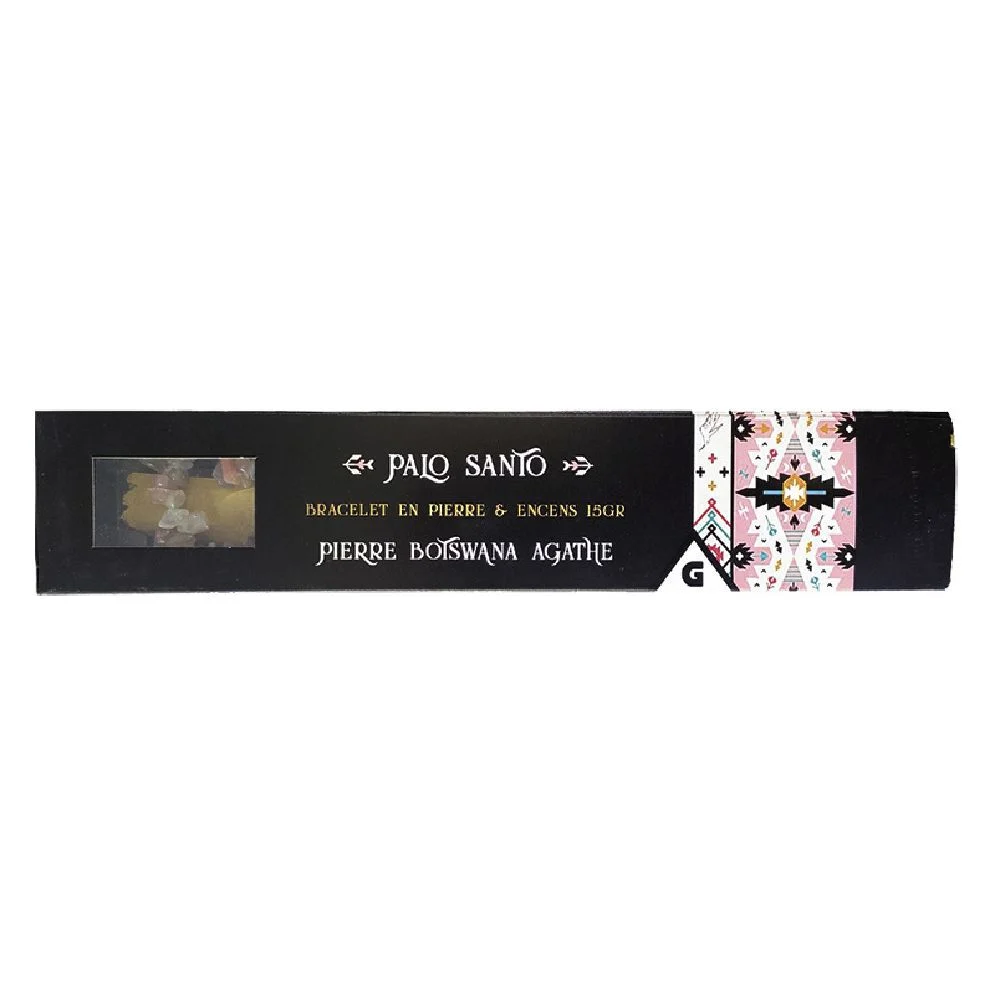 Coffret encens bois sacré PaloSanto avec bracelet de pierre naturelle