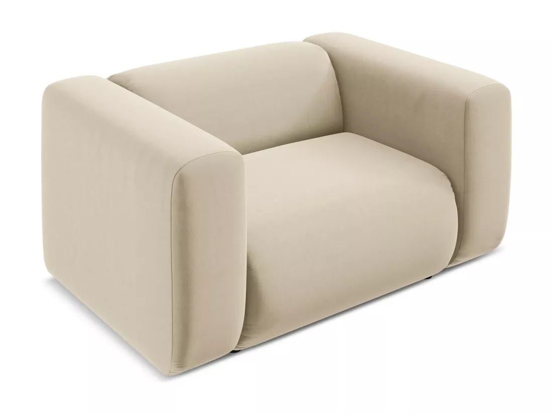 Fauteuil en velours - beige clair - EKAHI