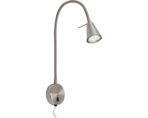LED-bedlamp 400 lm 3000 K met flexibele arm H 45 cm mat/nikkel