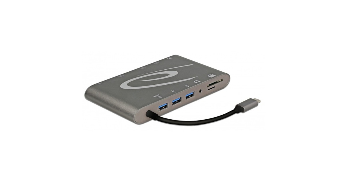 DeLOCKUSB Type-C 3.1 Dockingstation 4K 30 Hz  (Grijs, USB-C, HDMI, SD, USB)