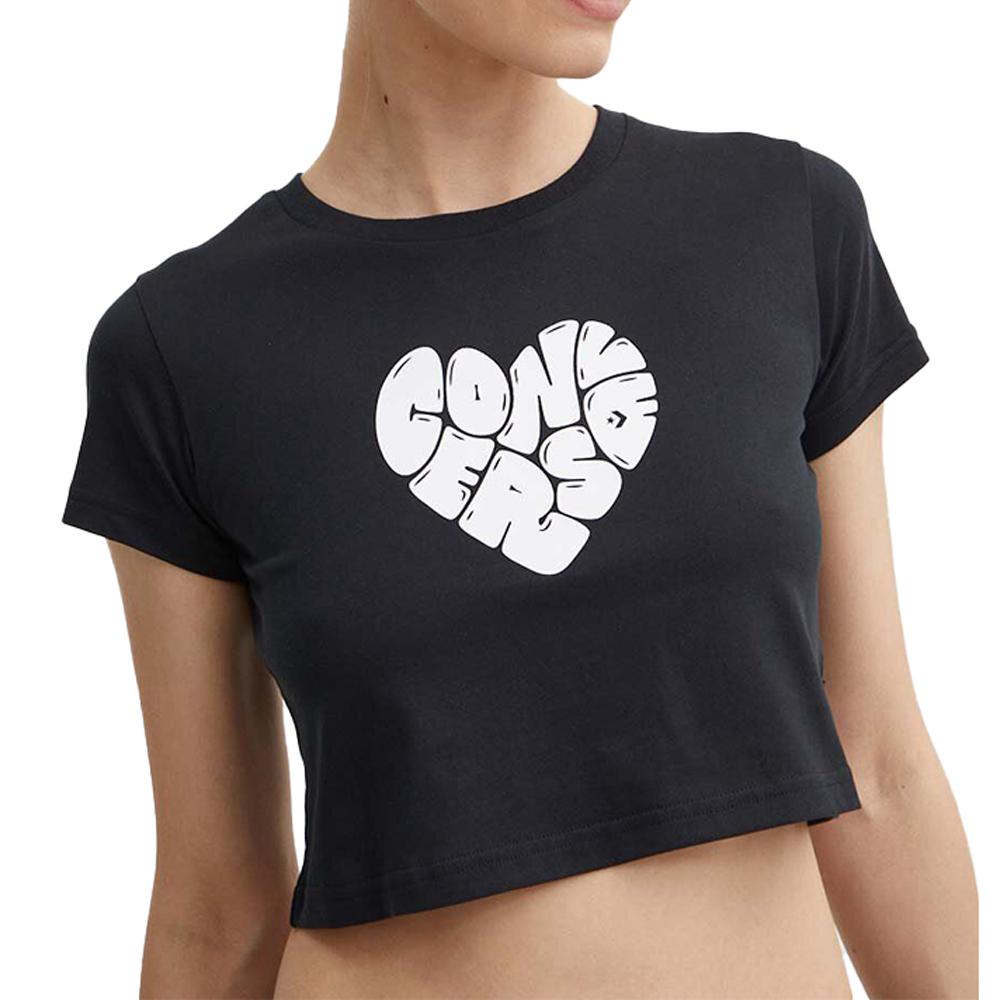 Converse T-shirt Noir/Blanc Femme Converse Heart