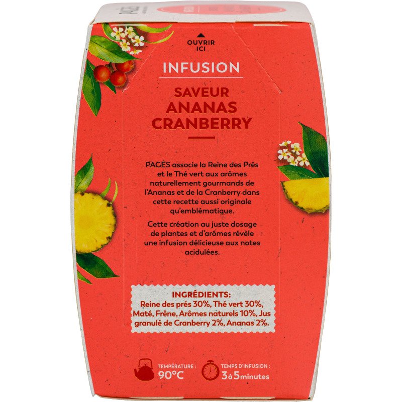 Infusion ananas cranberry Pagès – Boîte de 20 sachets