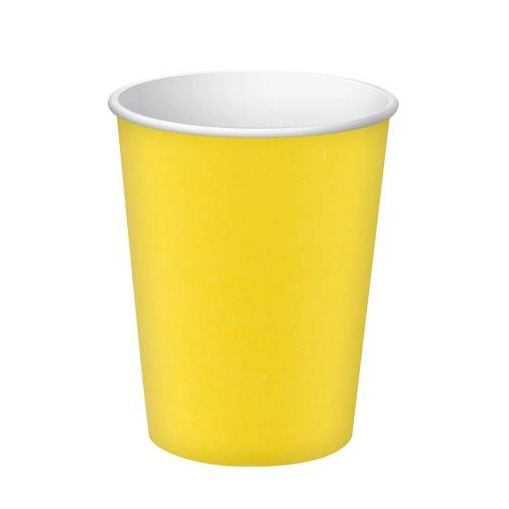 (15er Set) Pappbecher Einweg Papier Becher Party Geschirr Tisch Deko (89119I) - Gelb