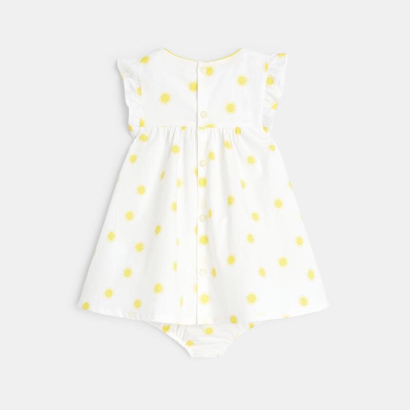 Robe fleurie seersucker et bloomer jaune bébé fille Jaune