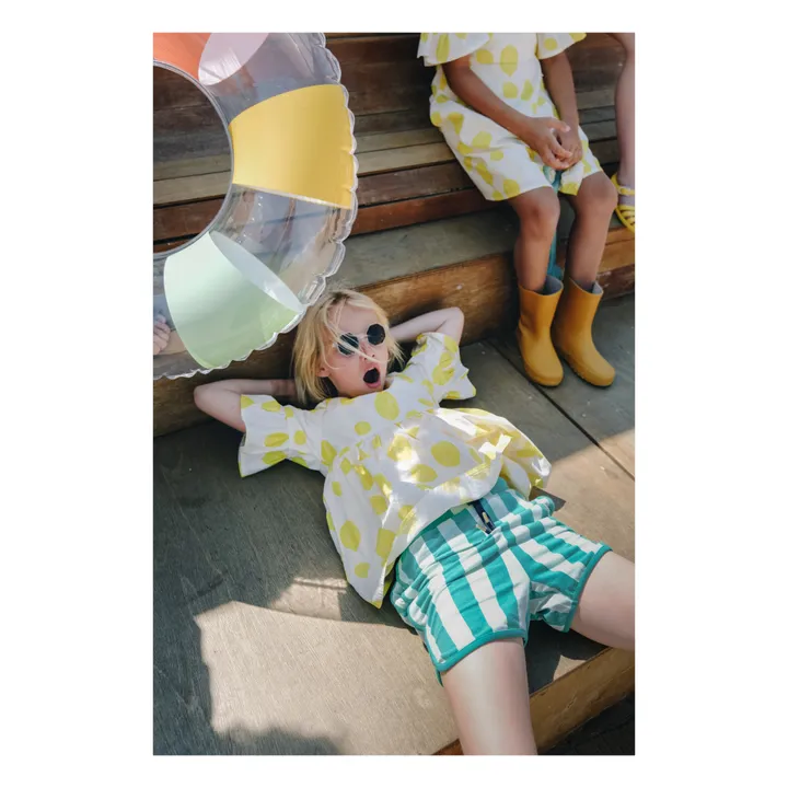 Holi & Love Short Kim Rayure Coton Bio | Vert Menthe