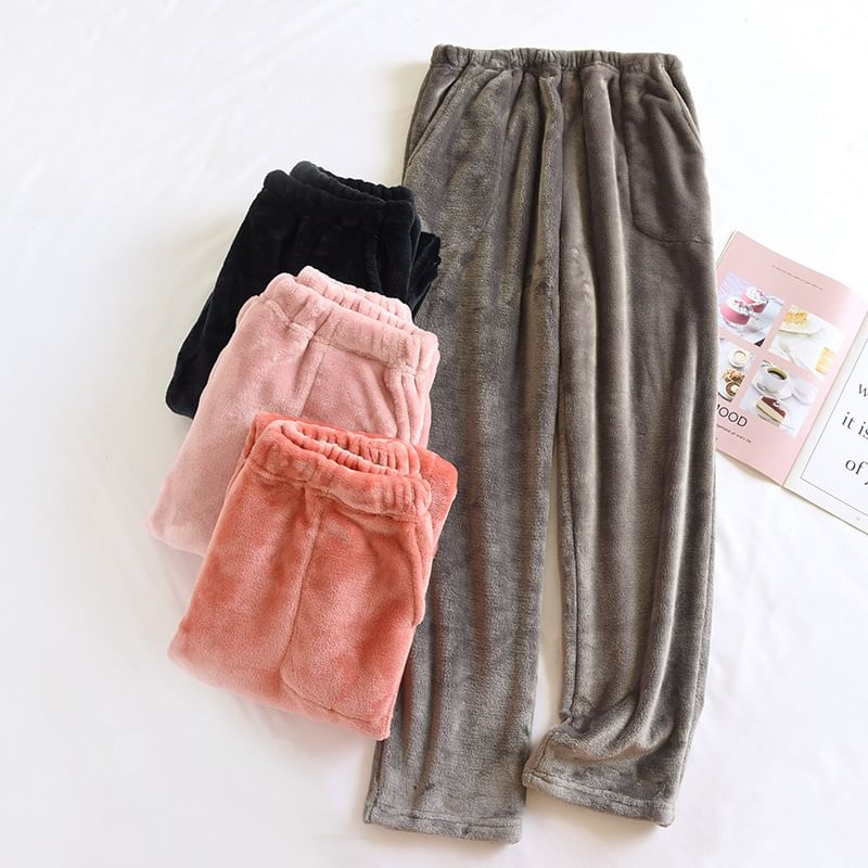 molpes - Matching effen fleece pyjamabroek (verschillende ontwerpen)