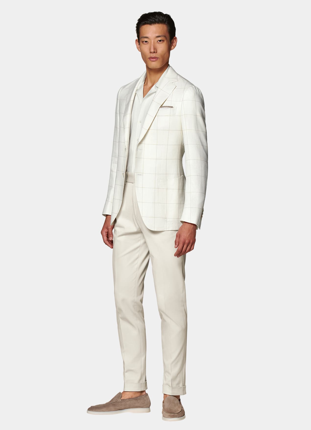 Blazer Havana coupe Tailored blanc cassé à carreaux