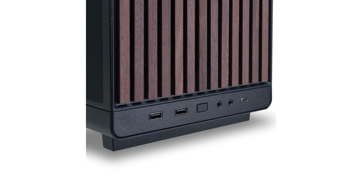 Lian LiA3-mATX Black (Wood Edition) midi tower behuizing  (Zwart/houtkleur | 2x USB-A | 1x USB-C)