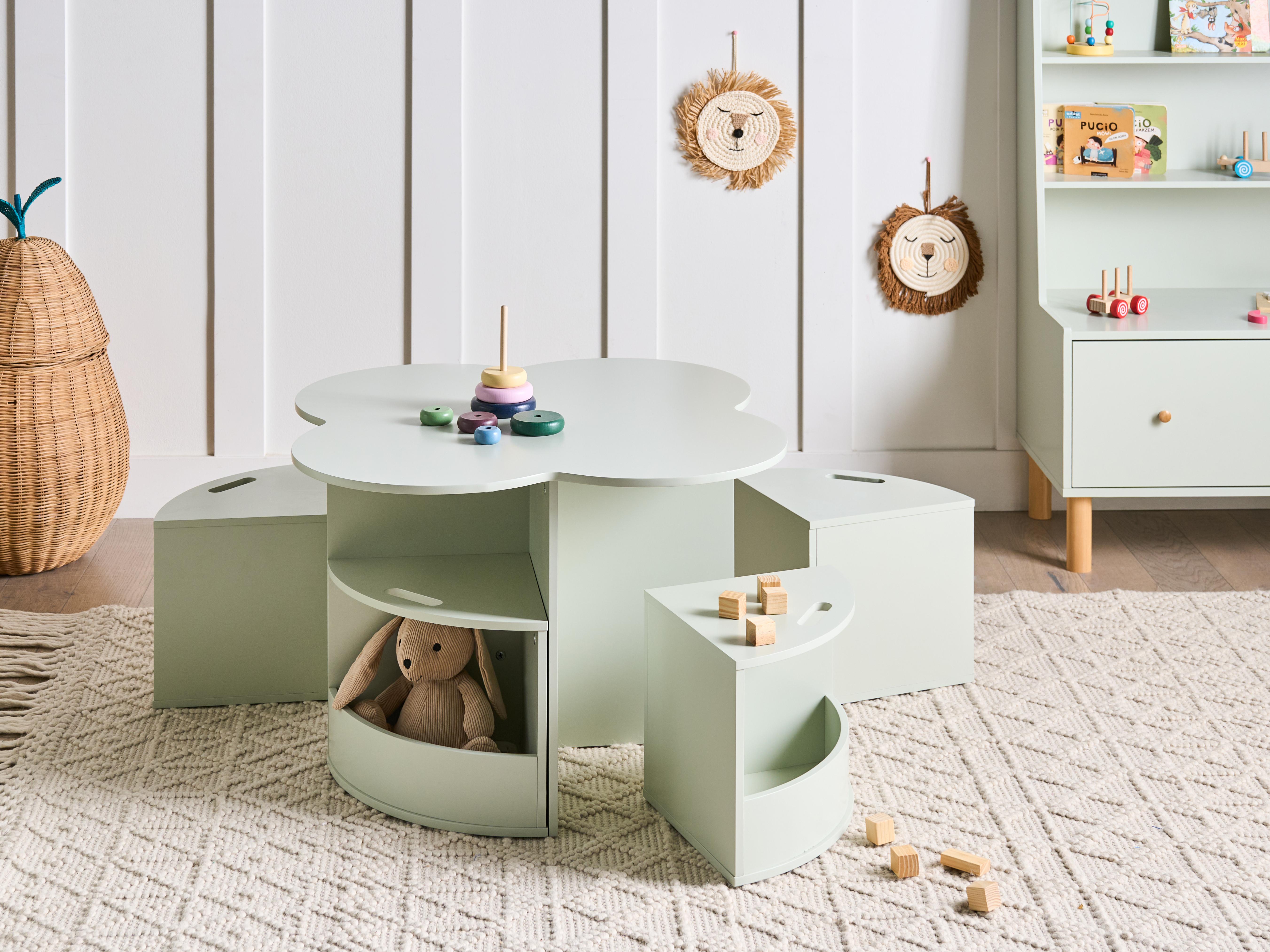 Kindertafel met stoelen TIBOO Lichtgroen