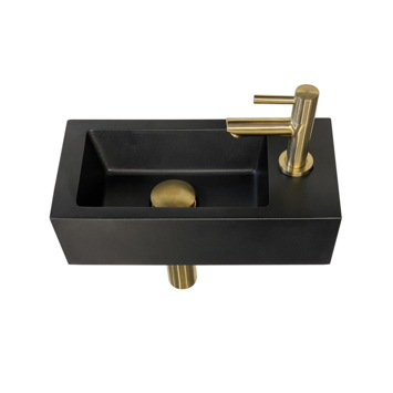 Marho fonteinset compleet rechts Ondine S mini zwart   geborsteld messing
