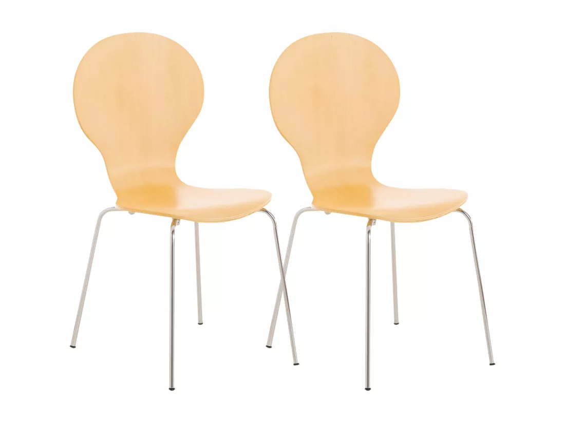Lot de 2 Chaise de conférence - Bois - Nature - DIEGO
