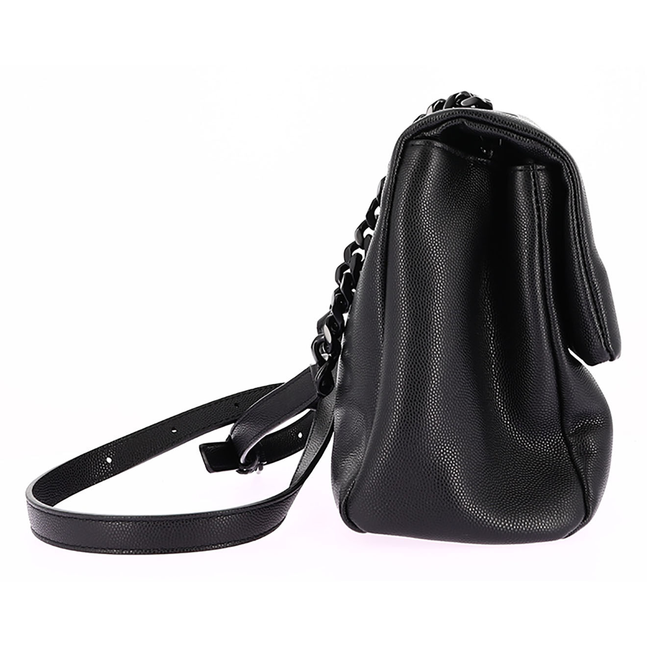 Saint Laurent Sac bandoulière West Hollywood en Cuir grain de poudre noir - Très bon état - L.27 cm