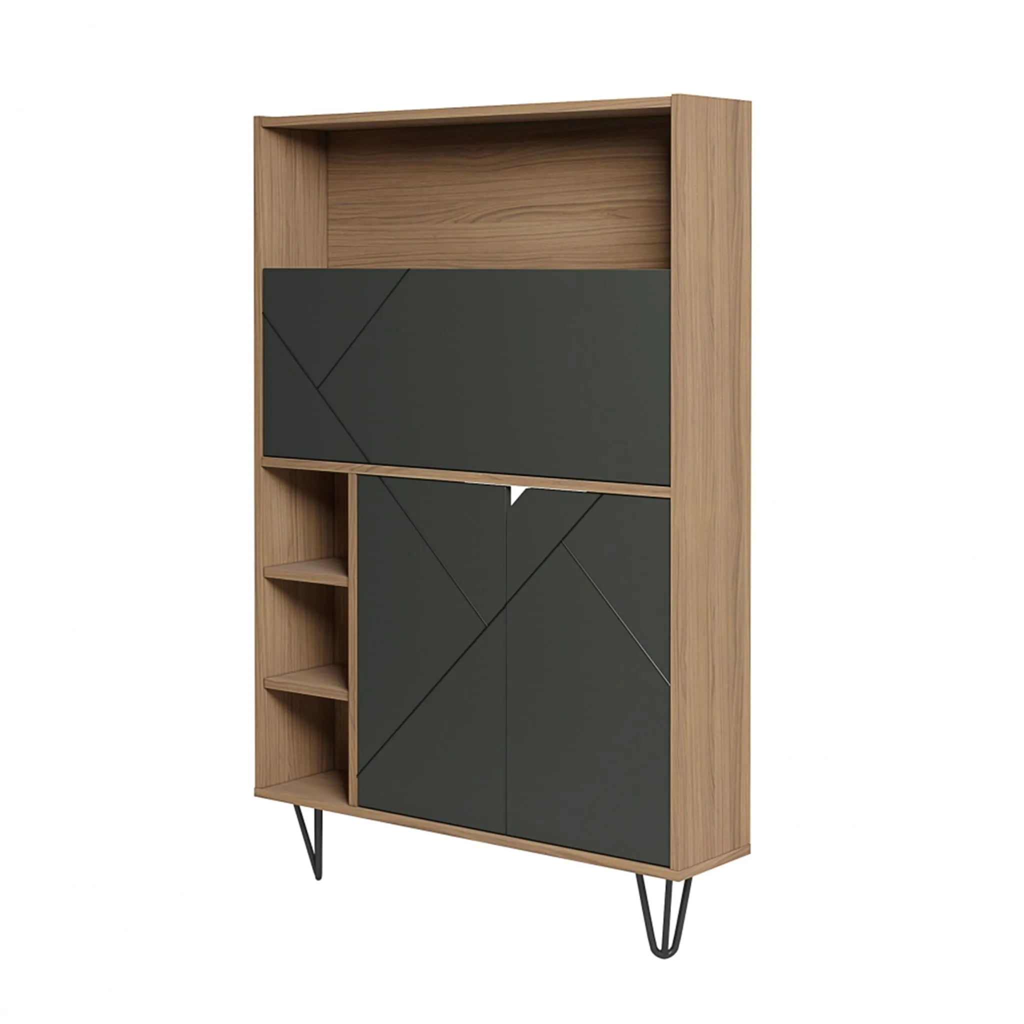 Nexera Bureau Mural Slim - Noyer  Noir
