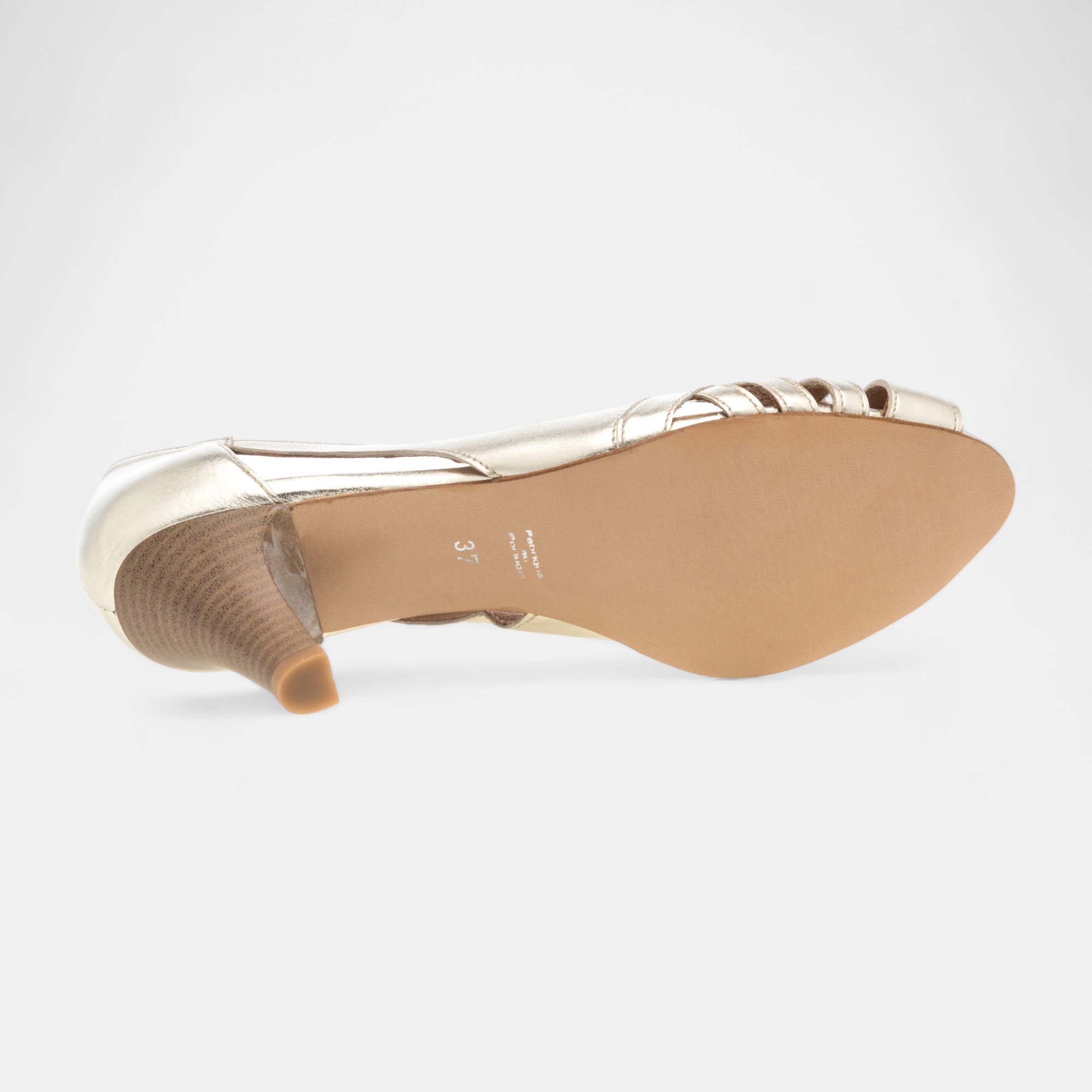 Nu-pieds à talon Femme en cuir or