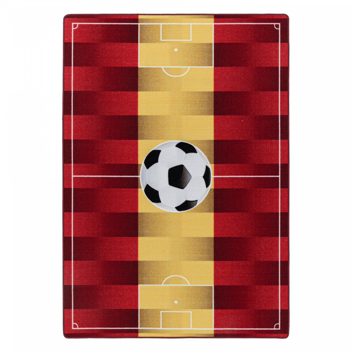 Kinderteppich Fußball, Fußballfeld mit Flaggen Motiv, Höhe 9 mm Ökotex Standard