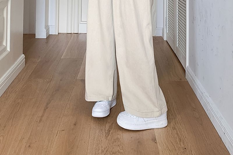 Okalpis - Hoge taille gerimpelde rechte jeans