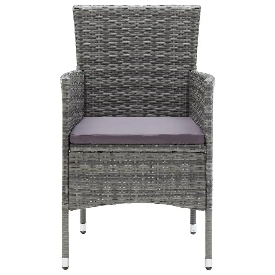 vidaXL - 5-delige Tuinset grijs - Poly rattan en glas - 80x80 cm